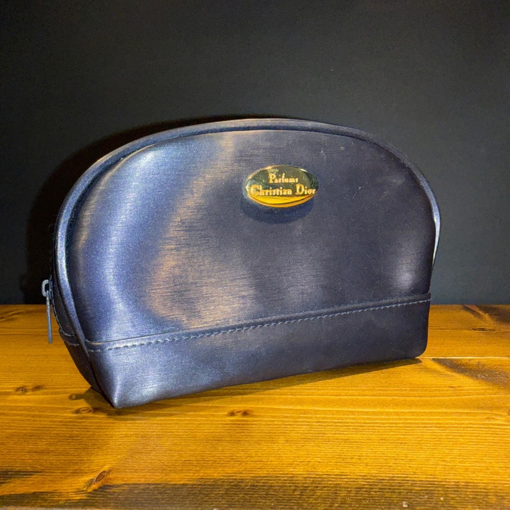 Christian Dior Parfums‎ Cosmetic Bag Blue Vanity Toiletry Makeup Travel Pouch